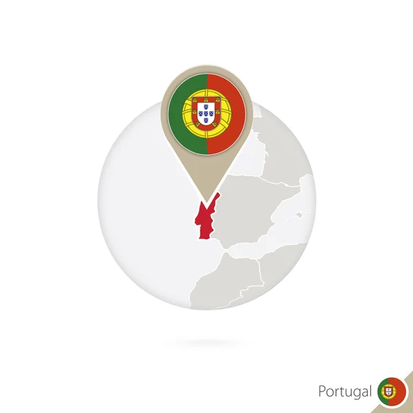 Карта Португалии и флаг по кругу. Карта Португалии, флаг Португалии . — стоковый вектор