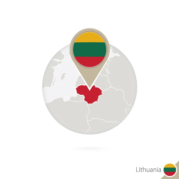 Mapa Litvy a vlajka v kruhu Mapa Litvy. — Stockový vektor
