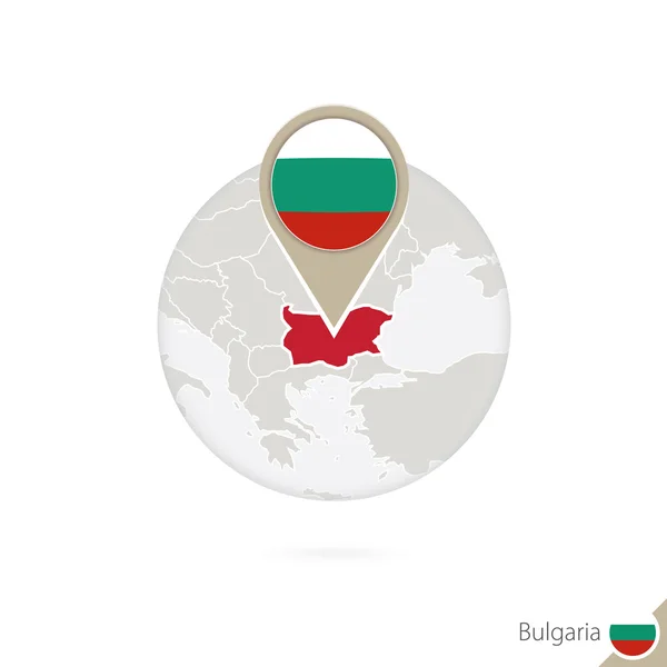 Bulgarije kaart en vlag in de cirkel. Kaart van Bulgarije, Bulgarije vlag. — Stockvector