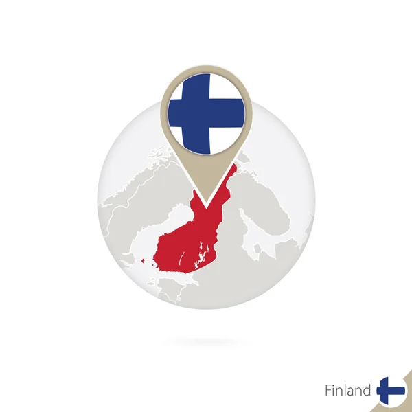 Finnország Térkép és zászló körbe. Térkép Finnország, Finnország zászlócsap. — Stock Vector