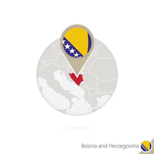 Bosnie-Herzégovine carte et drapeau en cercle . — Image vectorielle
