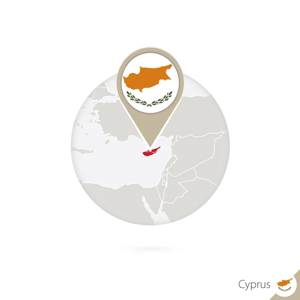 Cyprus map and flag in circle. Map of Cyprus, Cyprus flag pin. — Stock Vector