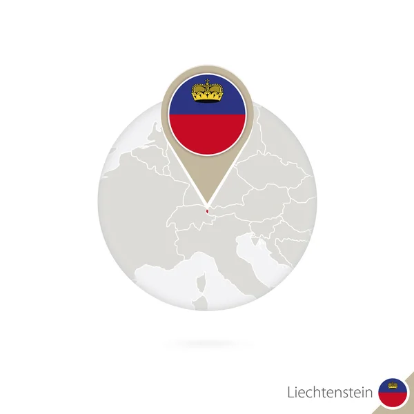 Liechtenstein mapa e bandeira em círculo. O mapa de Liechtenstein . —  Vetores de Stock