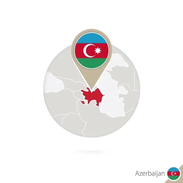Ázerbájdžánská mapa a vlajka v kruhu Mapa Ázerbájdžánu. — Stockový vektor