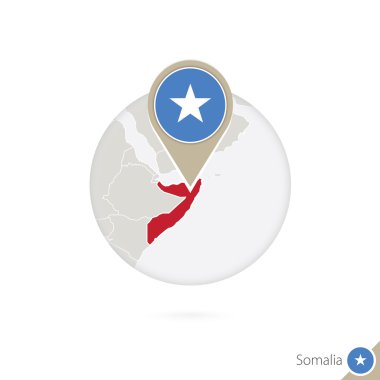 Somali haritası ve bayrak daire içinde. Somali Haritası, Somali bayrak pimi.