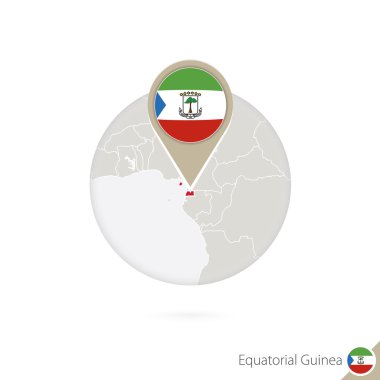 Ekvator Ginesi haritası ve bayrak daire içinde. 