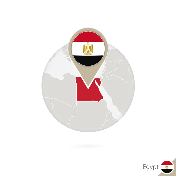 Egypte kaart en vlag in de cirkel. Kaart van Egypte, Egypte vlag pin. — Stockvector