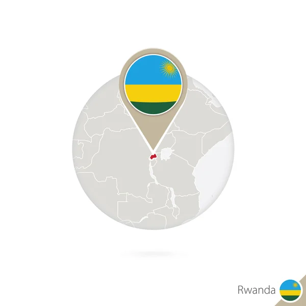 Ruanda haritası ve bayrak daire içinde. Ruanda haritası, Ruanda bayrak pimi. — Stok Vektör