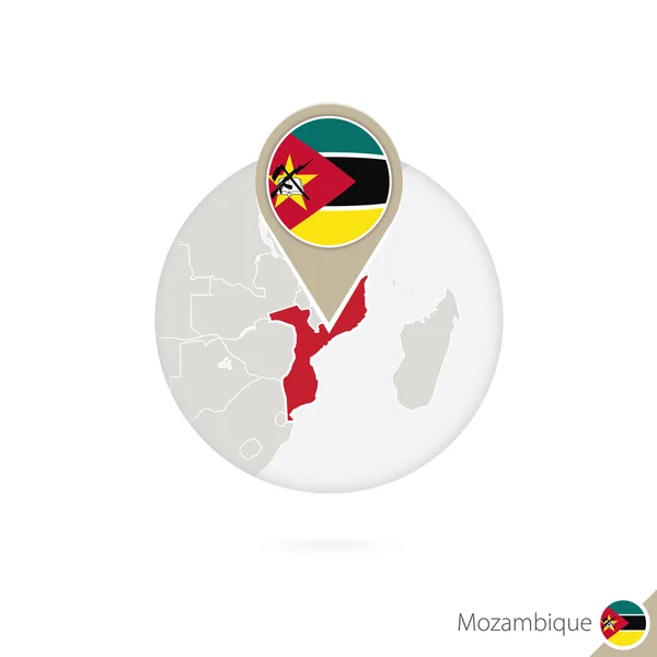 Moçambique mapa e bandeira em círculo. O mapa de Moçambique . —  Vetores de Stock