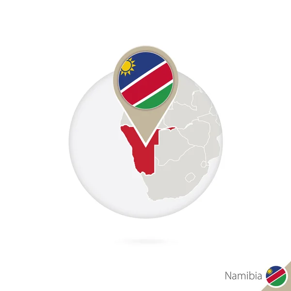 Namibia mapa y bandera en círculo. Mapa de Namibia, Namibia flag pin . — Archivo Imágenes Vectoriales