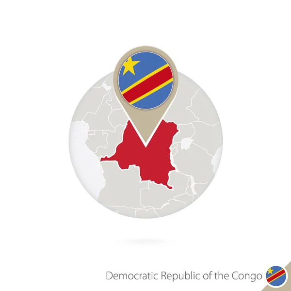 Dr Kongo Mapa i flaga w kręgu. Mapa Dr Kongo, dr Kongo flaga. — Wektor stockowy