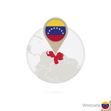Venezuela haritası ve bayrak daire içinde. Venezuela haritası, Venezuela fl