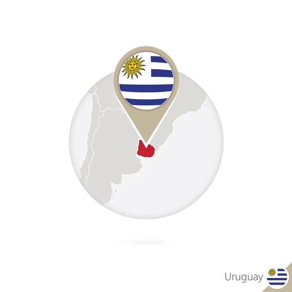 Uruguay mapa y bandera en círculo. Mapa de Uruguay, Uruguay flag pin — Archivo Imágenes Vectoriales