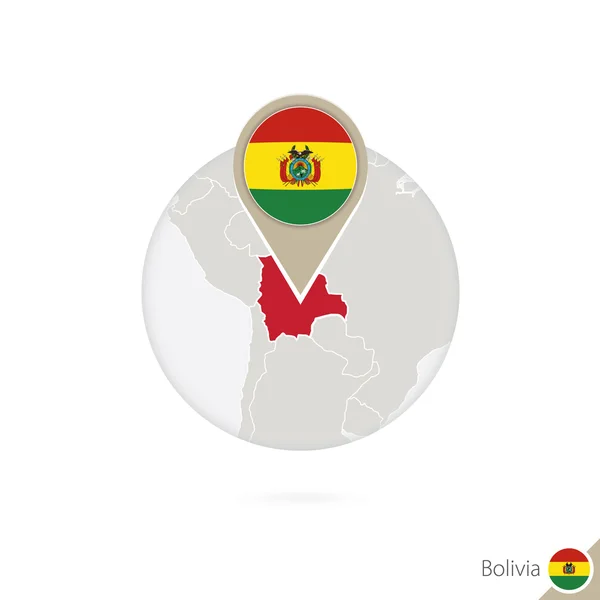 Bolívia mapa e bandeira em círculo. Mapa da Bolívia, bandeira da Bolívia pin — Vetor de Stock