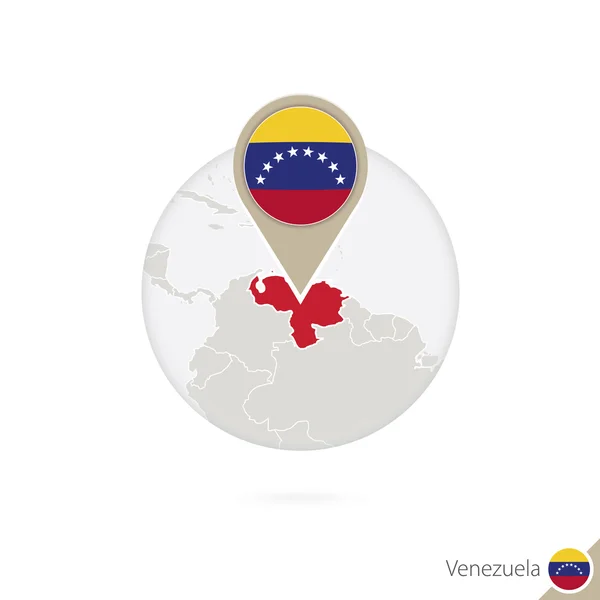 Venezuela mapa y bandera en círculo. Mapa de Venezuela, Venezuela fl — Vector de stock