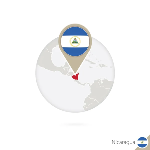 Nicaragua map and flag in circle. Map of Nicaragua, Nicaragua fl — Stock Vector