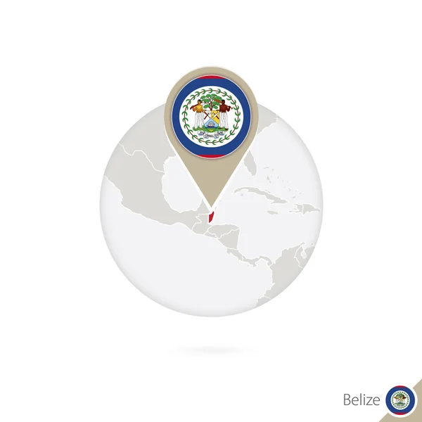 Belice mapa y bandera en círculo. Mapa de Belice, Belice Pin de la bandera. M — Archivo Imágenes Vectoriales