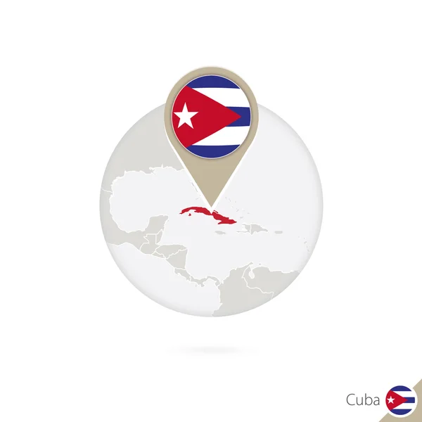 Cuba kaart en vlag in de cirkel. Kaart van Cuba, Cuba vlag pin. Kaart van — Stockvector