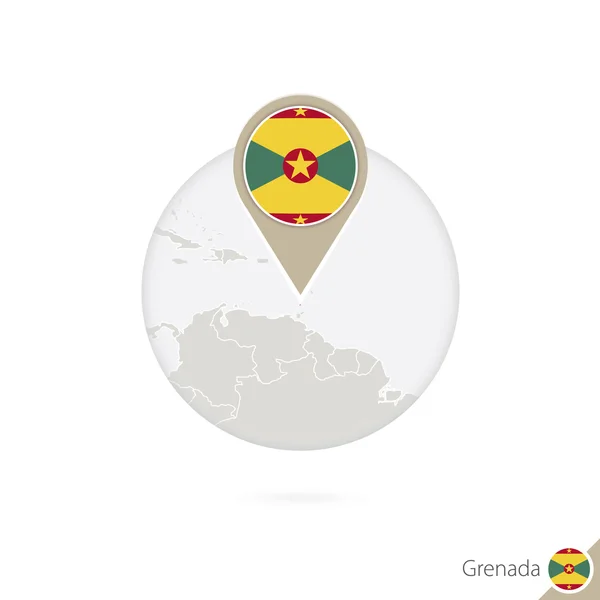 Mapa Grenady a vlajka v kruhu. Mapa Grenady, vlajka Grenady — Stockový vektor