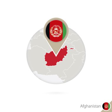 Afganistan harita ve bayrak bir dairede. Afganistan Haritası.