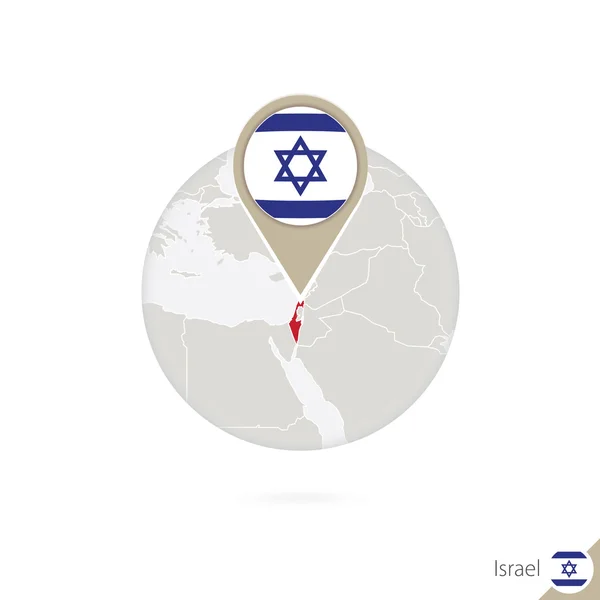 Israel mapa e bandeira em círculo. Mapa de Israel, Israel bandeira pin . — Vetor de Stock