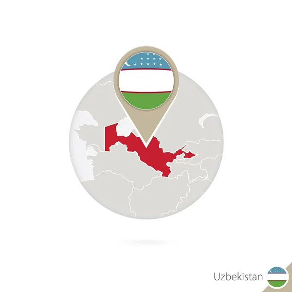 Kaart van Oezbekistan en vlag in de cirkel. Kaart van Oezbekistan. — Stockvector