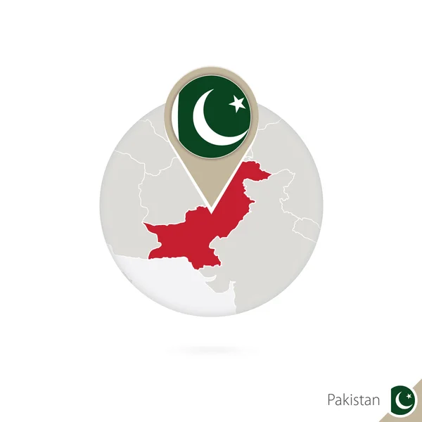 Pakistan map and flag in circle. Map of Pakistan. — Stok Vektör