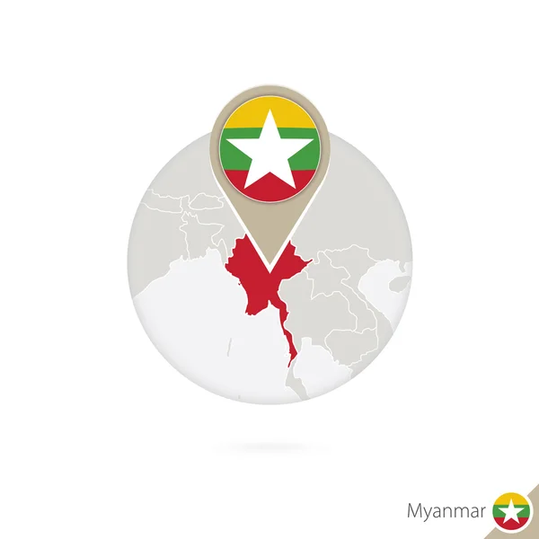 Карта Мьянмы и флаг по кругу. Карта Мьянмы . — стоковый вектор