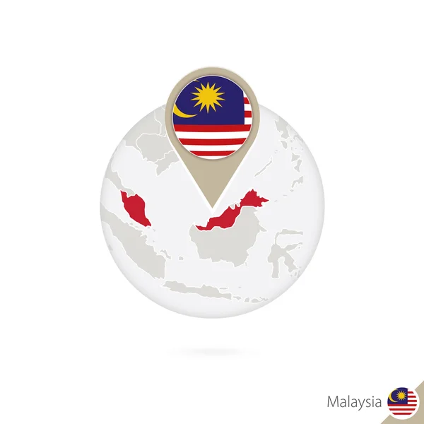 Malaysia map and flag in circle. Map of Malaysia. — Stock Vector
