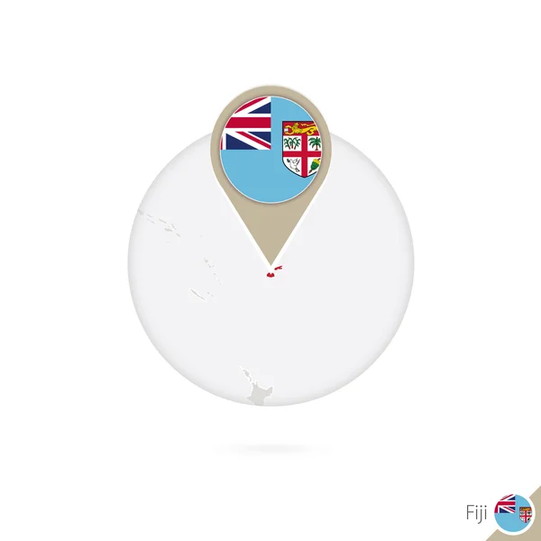 Fiji kaart en vlag in de cirkel. Kaart van Fiji, Fiji vlag pin. — Stockvector