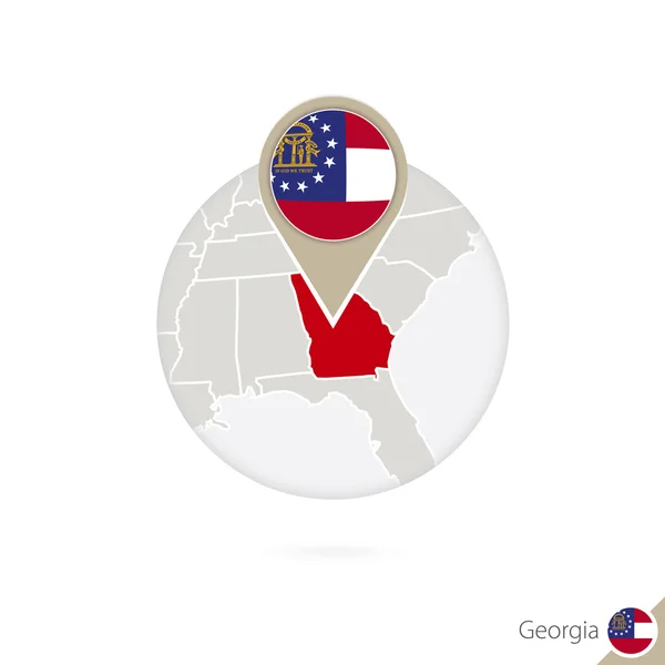 Georgia US State map and flag in circle. Map of Georgia. — 图库矢量图片