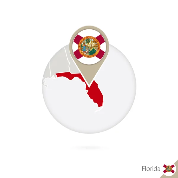 Florida US State map and flag in circle. Map of Florida. — 图库矢量图片