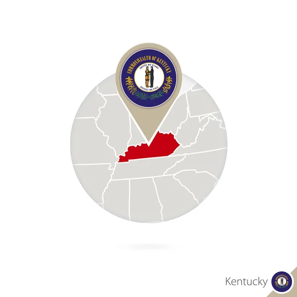 Kentucky US Mapa del estado y bandera en círculo. Mapa online de Kentucky . — Archivo Imágenes Vectoriales