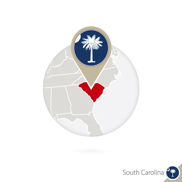 South Carolina us State Map und Flagge im Kreis. — Stockvektor