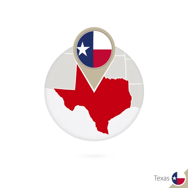 Texas USA State karta och flagga i cirkel. Karta över Texas. — Stock vektor