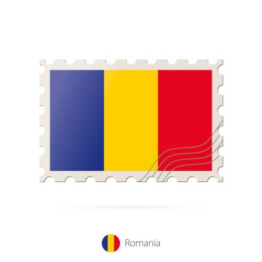 Postage stamp with the image of Romania flag. clipart