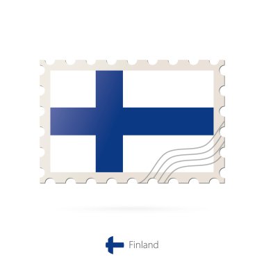 Finlandiya bayrağı resmi ile posta pulu.