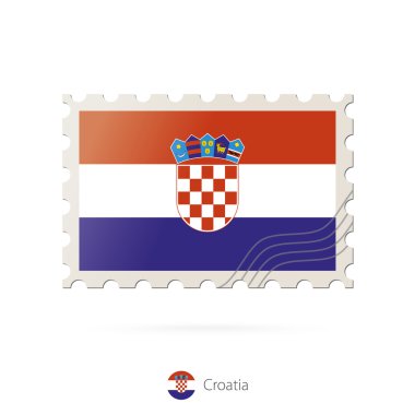 Postage stamp with the image of Croatia flag. clipart