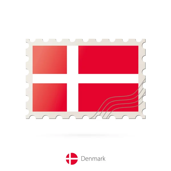 Timbro postale con l'immagine della bandiera danese . — Vettoriale Stock