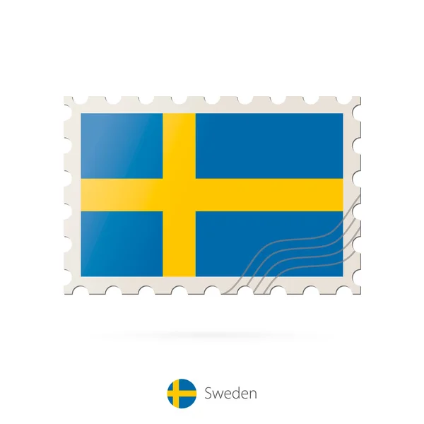 Frimärke med bilden av Sverige flagga. — Stock vektor