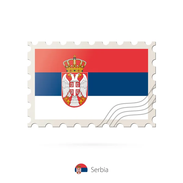Frimärke med bilden av Serbien flagga. — Stock vektor