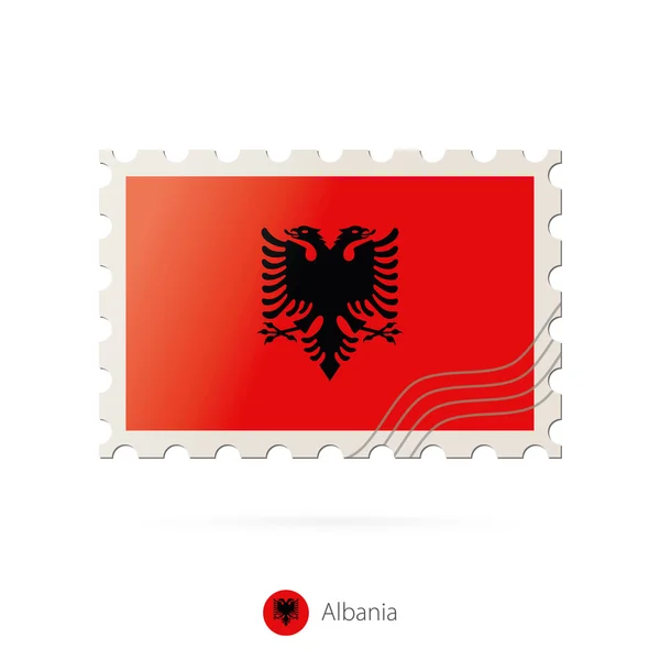 Selo de correio com a imagem da bandeira da Albânia . — Vetor de Stock