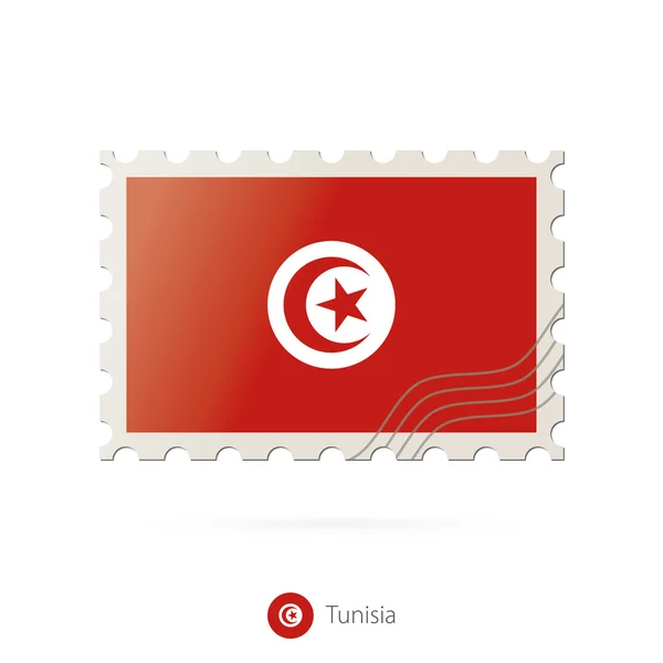Briefmarke mit dem Konterfei der Tunisfahne. — Stockvektor
