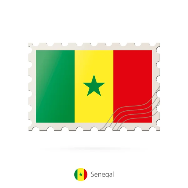 Timbro postale con l'immagine della bandiera senegalese . — Vettoriale Stock