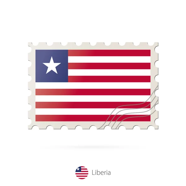 Timbro postale con l'immagine della bandiera della Liberia . — Vettoriale Stock