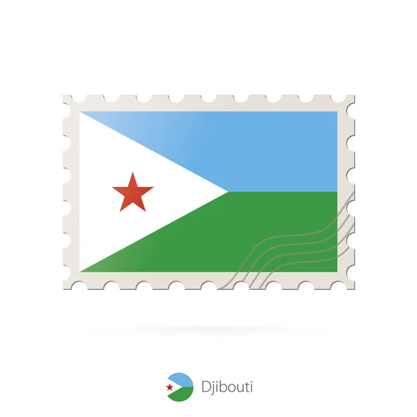 Postzegel met de afbeelding van de vlag van Djibouti. — Stockvector