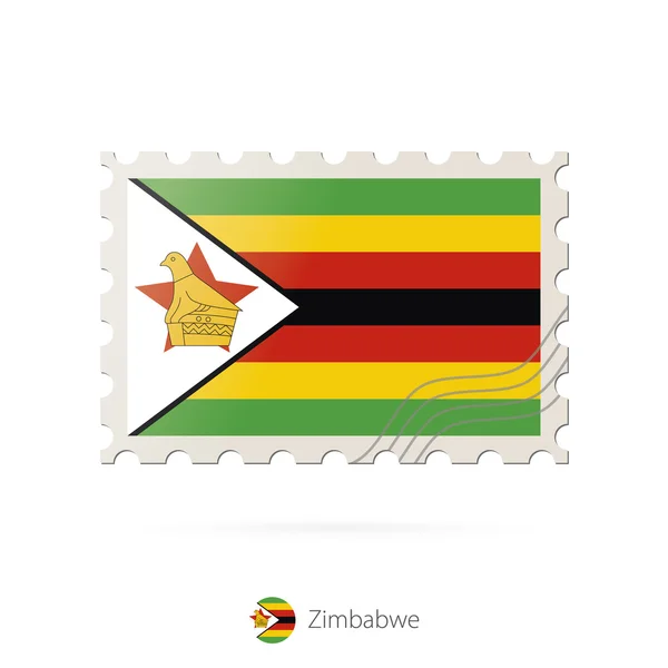 Postzegel met de afbeelding van de vlag van Zimbabwe. — Stockvector