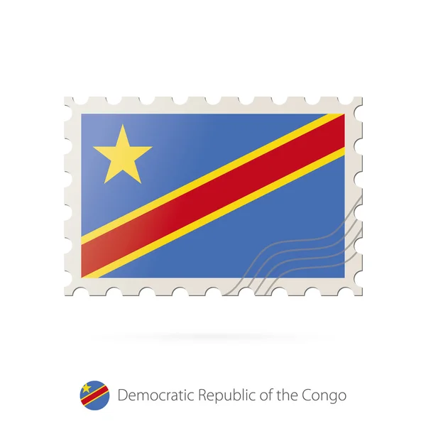 Carimbo postal com a imagem da bandeira da República Democrática do Congo . —  Vetores de Stock