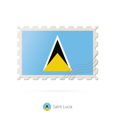 Saint Lucia bayrağı görüntü ile posta pulu.