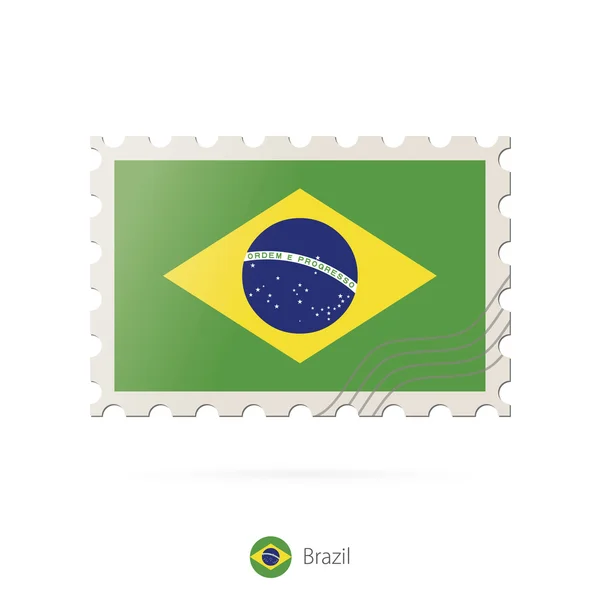 Sello postal con la imagen de la bandera de Brasil . — Archivo Imágenes Vectoriales